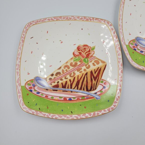 222 Fifth Sweet Confections Dessert Plates Set Sango Fine China Vintage - Picture 2 of 8